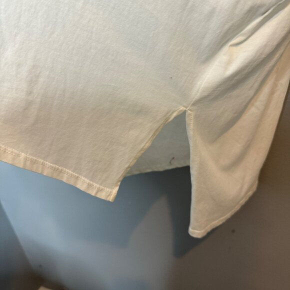 EILEEN FISHER mandarin collar jersey top in white size L - Picture 6 of 8